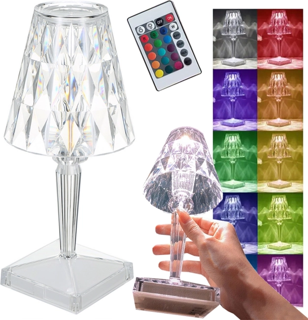 Lampe de table LED RGB effet cristal avec télécommande et USB‑C