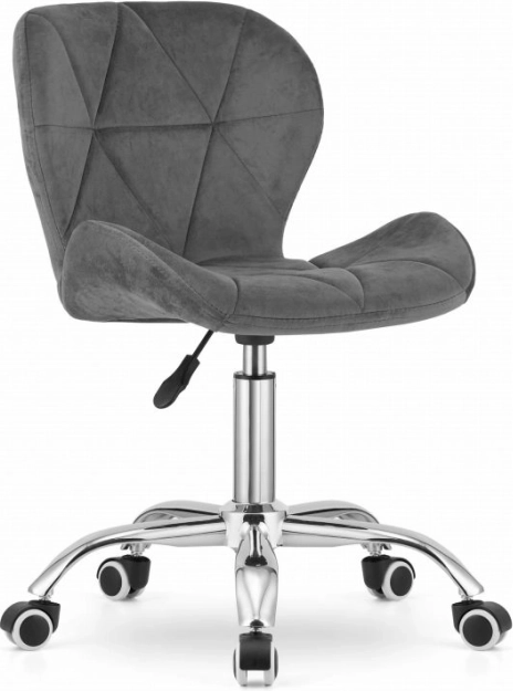 Chaise de bureau pivotante avec large dossier en velours gris