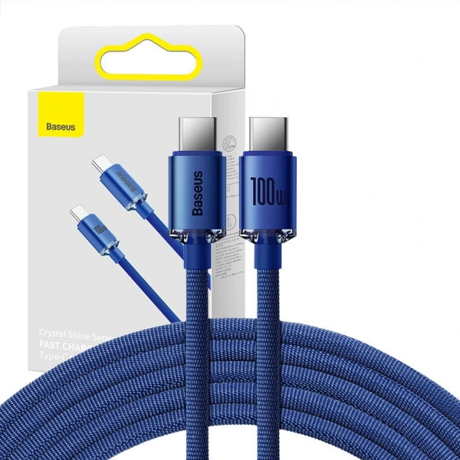 Baseus Crystal Shine câble USB‑C vers USB‑C 100 W, 1,2 m – Bleu