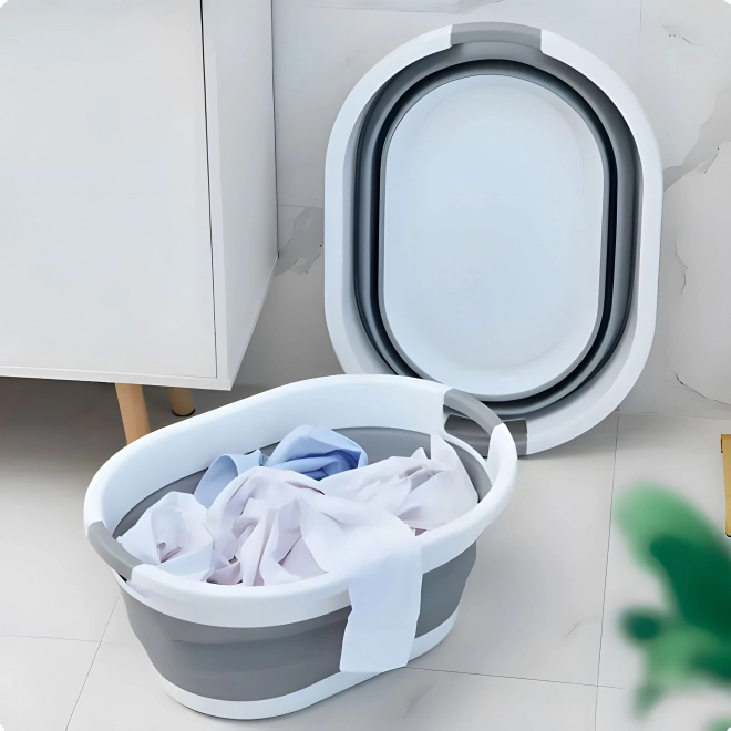 Panier à linge pliable blanc-gris 20 L de ModernHome