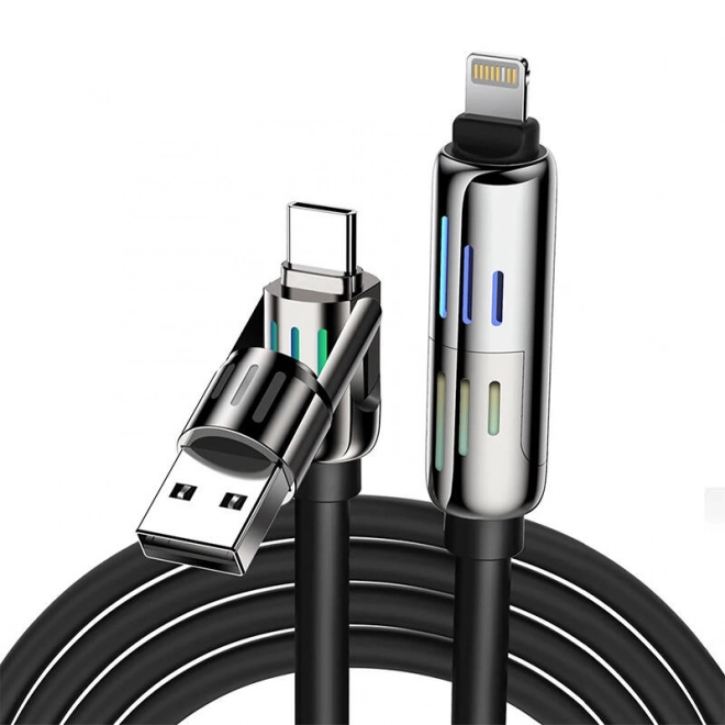 Câble 4-en-1 USB-C/USB-A vers USB-C/Lightning Blitzwolf BW-HDC6 1,2m 240W RGB (noir)