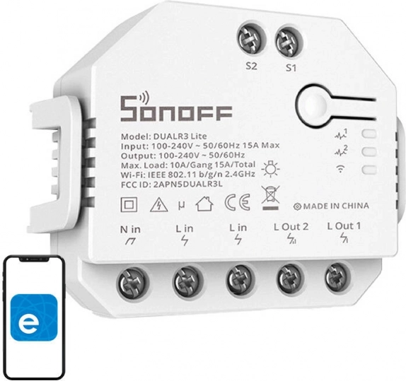 Interrupteur Wi‑Fi intelligent Sonoff Dual R3 Lite