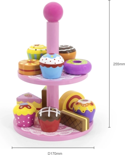 Présentoir à deux étages avec poignée