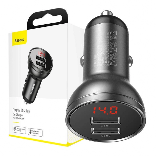 Chargeur de voiture Baseus avec écran 2x USB
