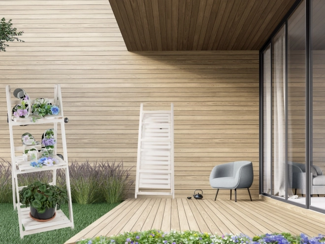 Échelle de jardin en bois pour plantes