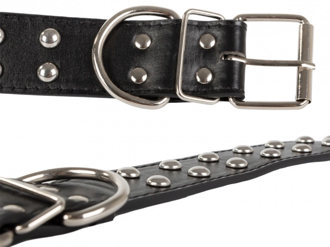 Collier ajustable pour chiens en cuir écologique avec clous métalliques