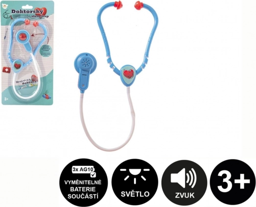 Stéthoscope en plastique pour enfants avec lumière et son, 53 cm