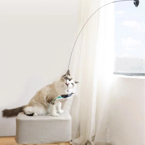 Jouet pour chats avec ventouse et oiseau