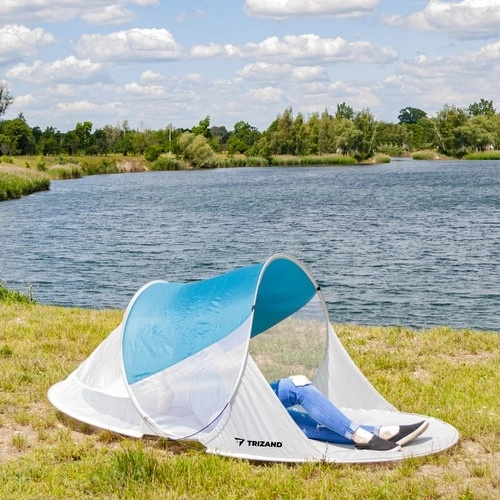 Tente de plage 220x120x90cm - turquoise - gris