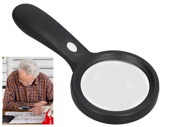 Loupe manuelle avec éclairage LED, grossissement 10x