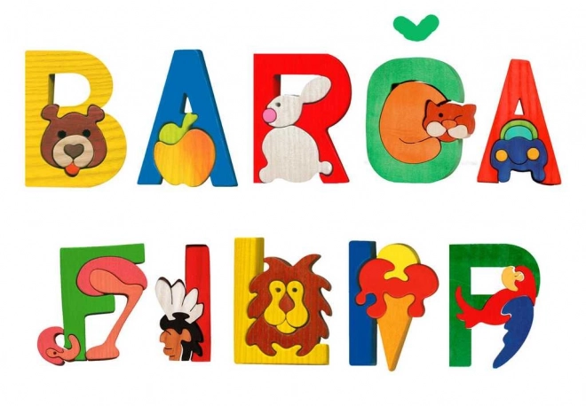 Lettre en bois A avec petite voiture pour enfants