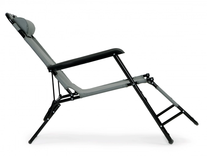 Chaise longue de jardin avec appuie-tête gris