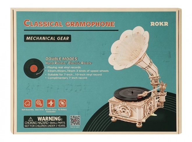 Puzzle 3D en bois Rokr Gramophone classique