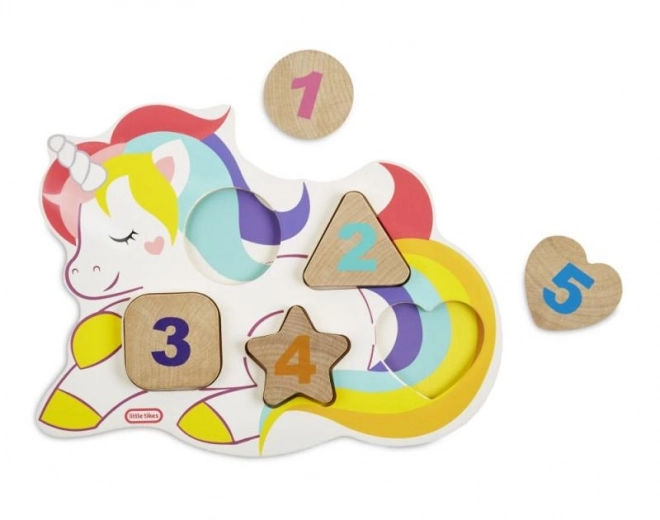 Puzzle en bois Little Tikes avec chiffres - Licorne, Dinosaure, Lama