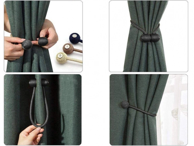 Clips magnétiques décoratifs pour rideaux – Noir
