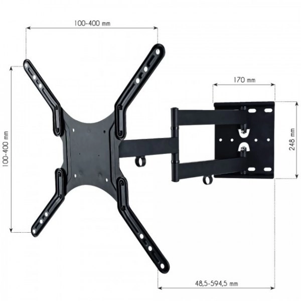 Support TV universel TECHly 23-55 pouces, noir