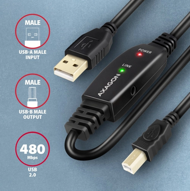 ADR-215B USB 2.0 A-M -> B-M câble de raccordement actif/amplificateur 15 m