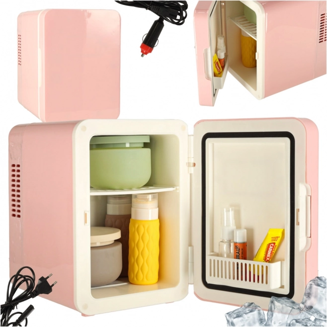 Mini réfrigérateur portatif électrique 2-en-1 rose 4L