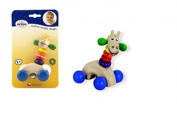 Detoa girafe en bois sur roues