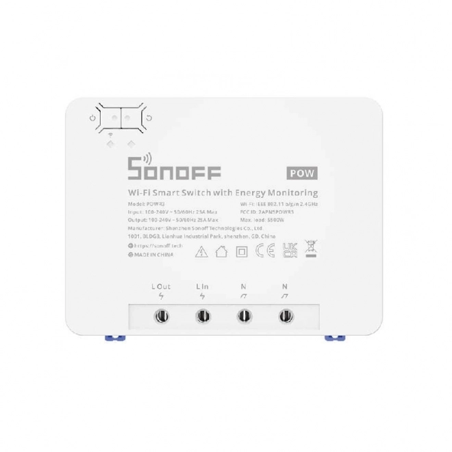 Interrupteur intelligent Wi-Fi avec suivi de la consommation d'énergie Sonoff POWR3 (25A/5500W)