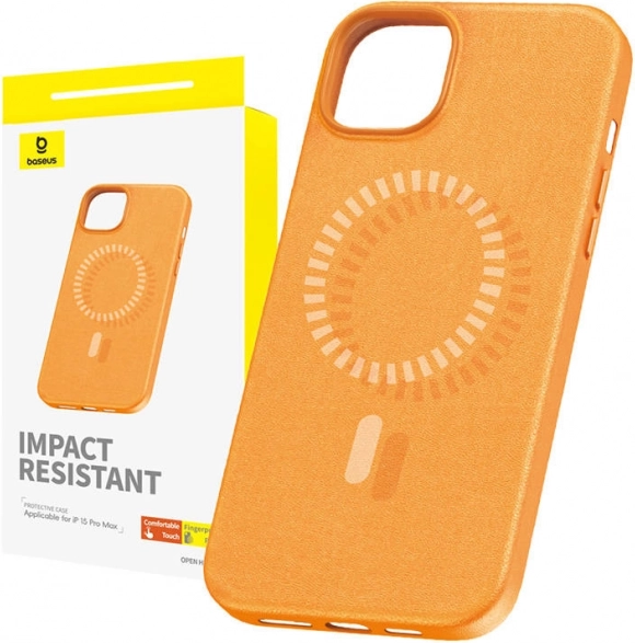 Coque magnétique BASEUS Fauxther pour iPhone 15 Pro Max, orange