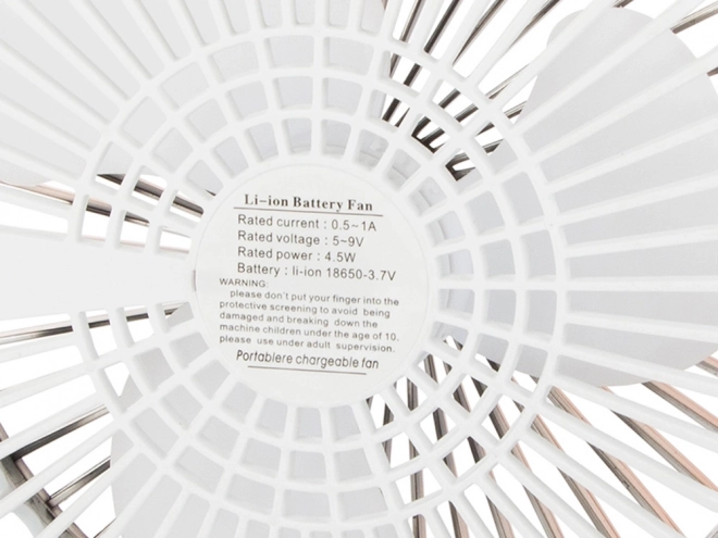 Ventilateur de table sans fil – Blanc-rose