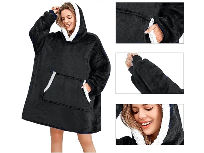 Chandail chaud oversize avec fourrure et capuche
