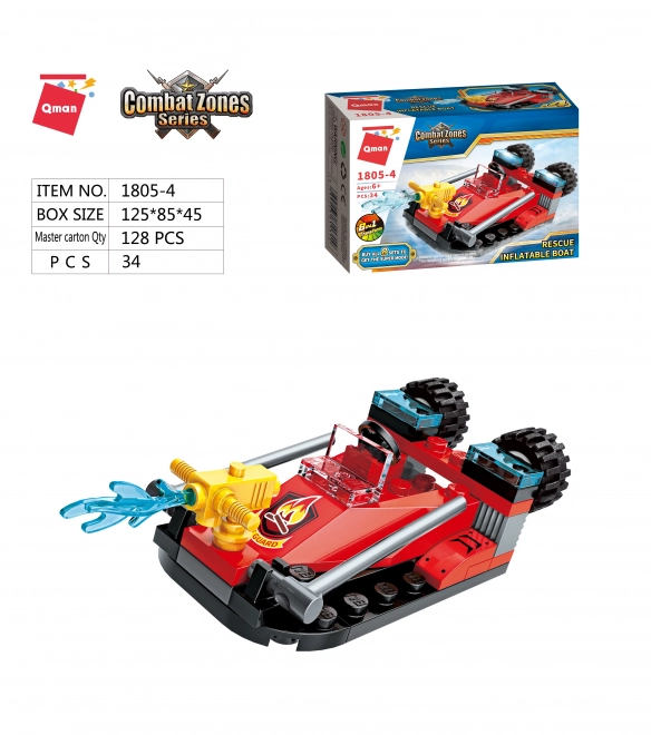 Voiture de pompiers Qman avec canon à eau 1805-4 bateau de sauvetage