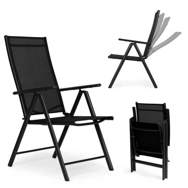 Ensemble de 2 chaises de jardin pliantes en acier avec dossier réglable ModernHome - Noir