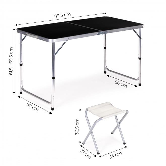 Ensemble de camping pliable avec table et quatre chaises