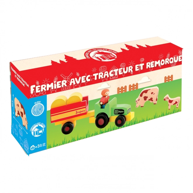 Figurines en bois Jeujura fermier avec tracteur