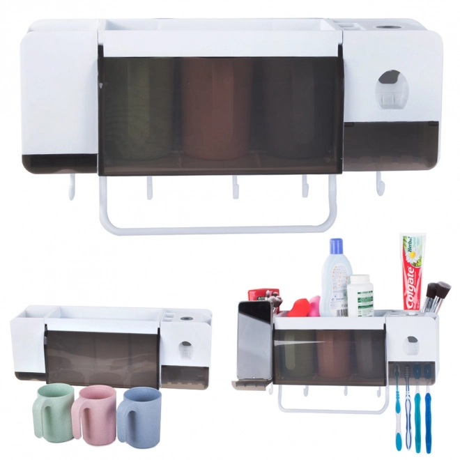 Organisateur de salle de bains avec distributeur de dentifrice