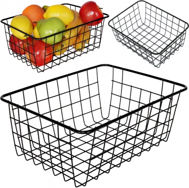 Panier à fruits en métal pour cuisine noir
