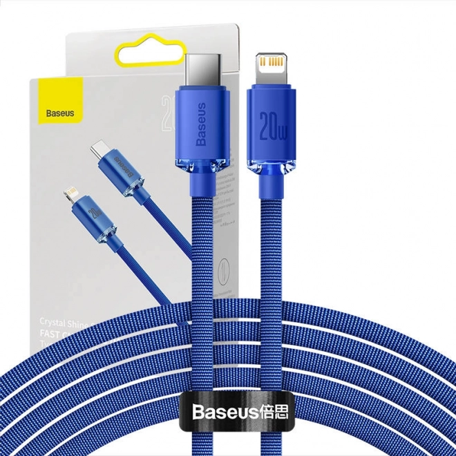 Baseus Crystal Shine câble USB-C vers Lightning 20W PD 2m bleu