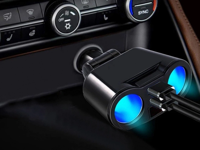 Prise allume-cigare avec répartiteur et chargeur USB