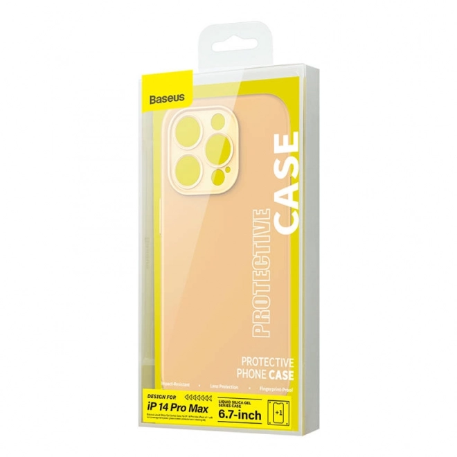 Baseus Étui en gel de silice liquide pour iPhone 14 jaune avec verre trempé et kit de nettoyage – 14 Pro Max