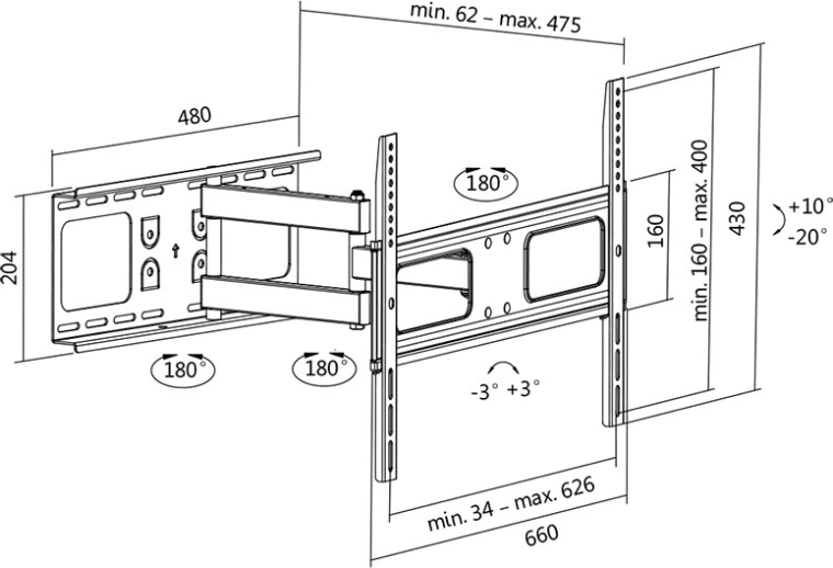 Amplitude de mouvement complète pour un angle parfait