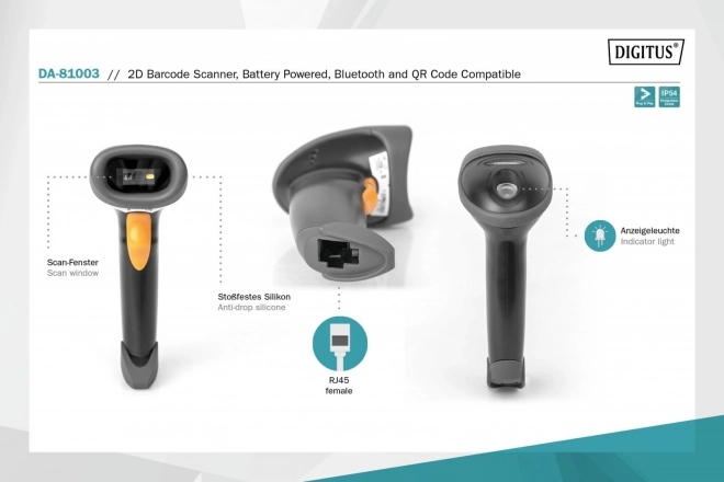 Lecteur Bluetooth sans fil de codes-barres 1D et 2D avec codes QR et support