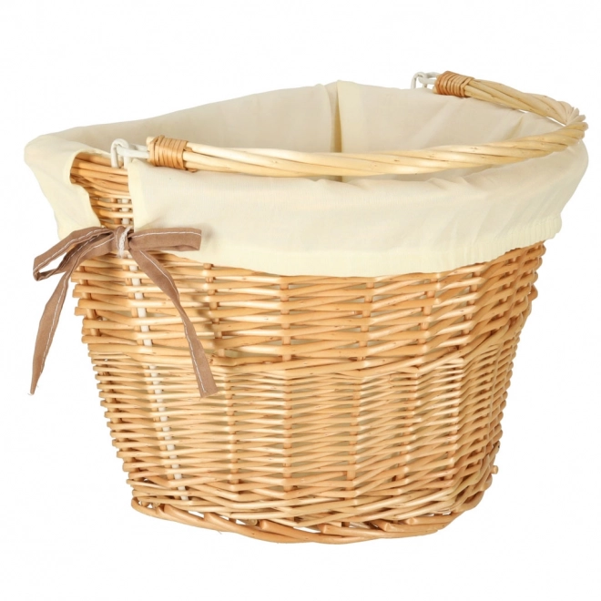 Panier en osier pour vélo avec doublure en tissu blanc