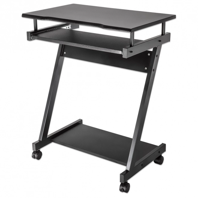 Bureau d'ordinateur moderne et compact avec tablette coulissante et roulettes
