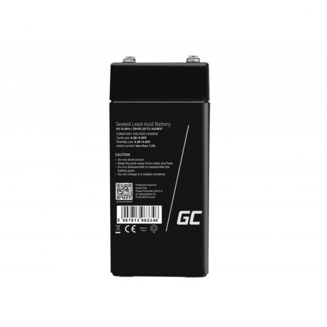 Batterie AGM VRLA Green Cell AGM37 4V 4Ah sans entretien (pour alarme, caisse, jouet)