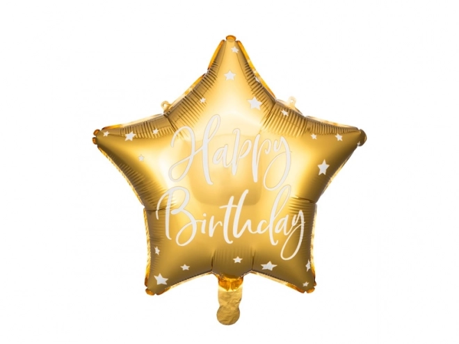 Ballon en feuille dorée avec étoile Joyeux Anniversaire - 40 cm