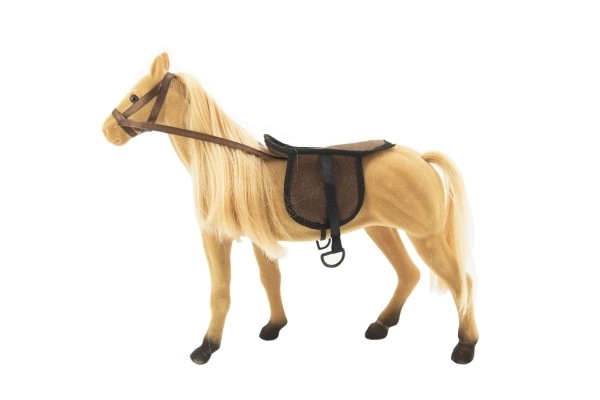 Grand cheval à brosser en peluche avec accessoires plastique 38cm dans une boîte 40x34,5x12cm