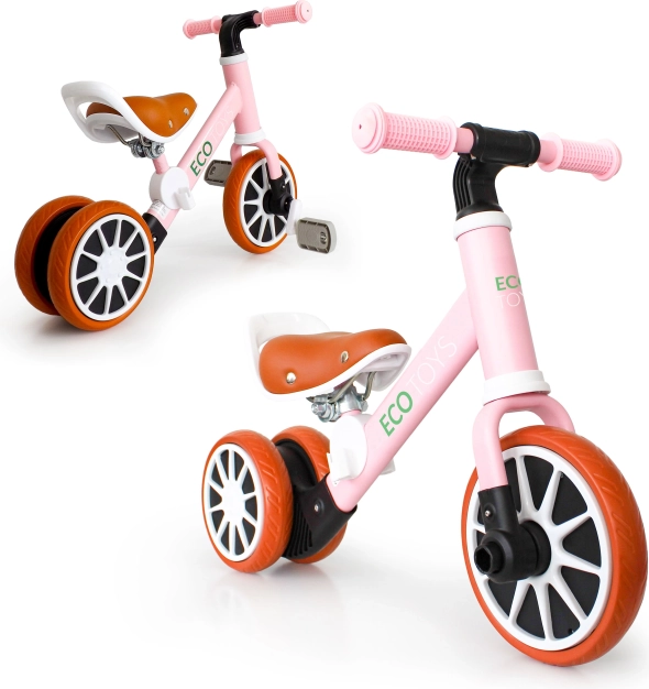 Draisienne d’équilibre 2‑en‑1 avec pédales rose ECO TOYS