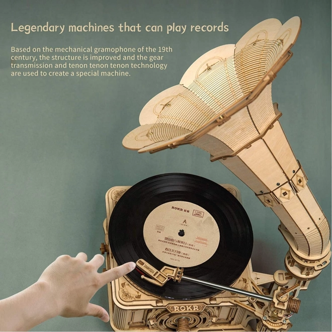 Puzzle 3D en bois Rokr Gramophone classique