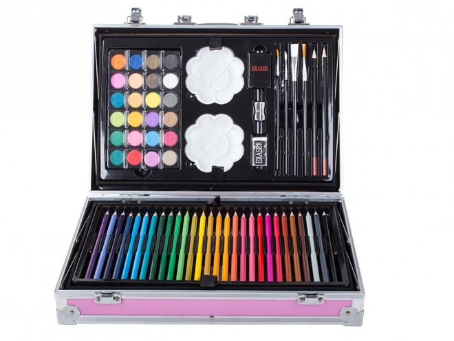 Ensemble artistique créatif rose 145 pcs dans une valise