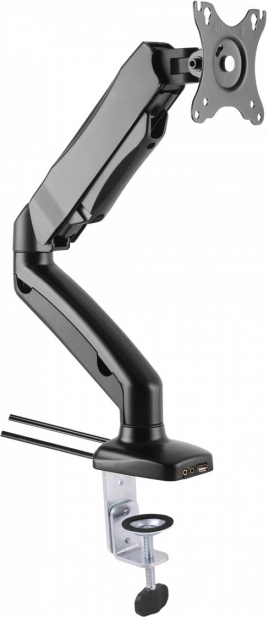 Bras de bureau LED/LCD 13-27 pouces 6 kg avec vérin à gaz, audio/USB