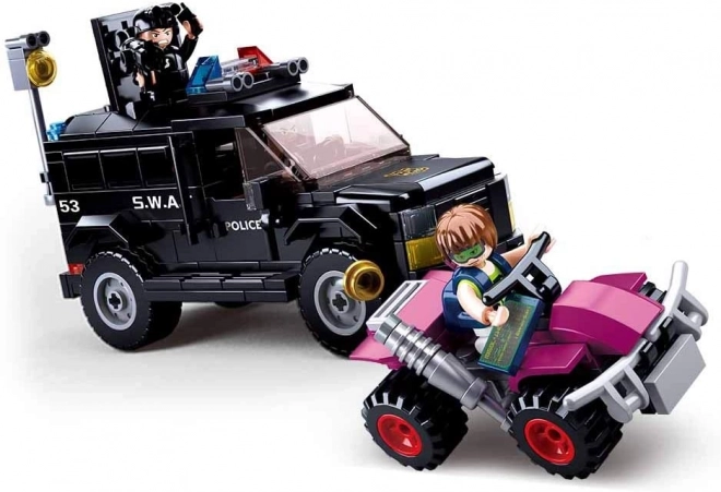 Sluban Policière M38-B0653 SWAT véhicule armé et voleur sur quad