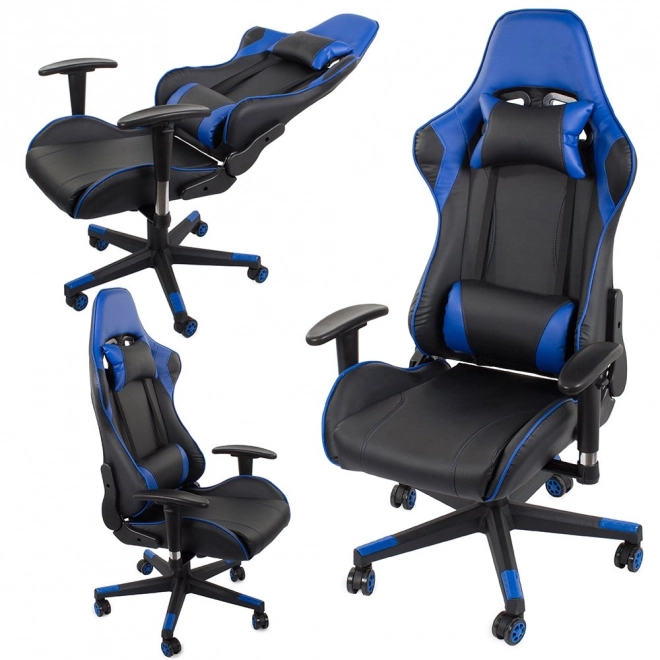Fauteuil de jeu ergonomique avec accoudoirs réglables 2D bleu