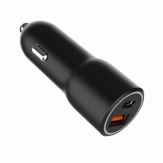 Chargeur de voiture USB-A/USB-C noir 38W PD